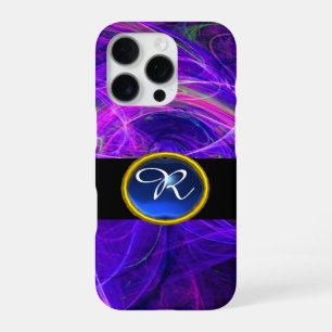 CRAZY PHOTON BLUE SAPPHIRE GEM STONE MONOGRAM iPhone 16 PRO CASE