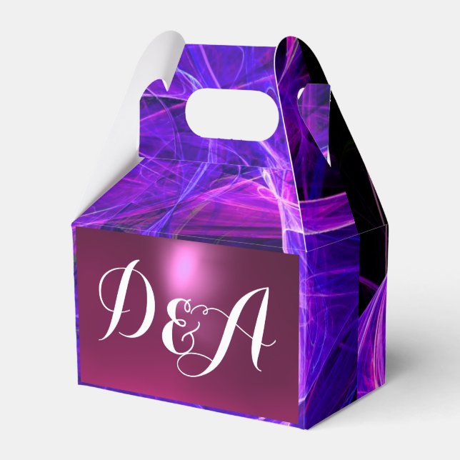 CRAZY PHOTON  GEMSTONE blue purple MONOGRAM Favour Box (Front Side)