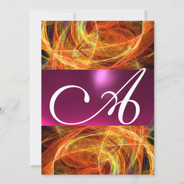 CRAZY PHOTON MONOGRAM  black pink Invitation (Front)