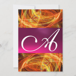 CRAZY PHOTON MONOGRAM  black pink Invitation
