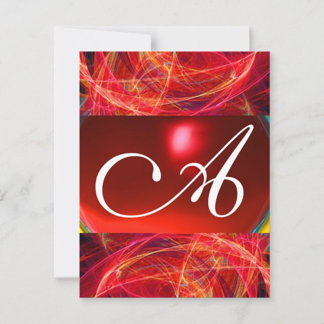 CRAZY PHOTON MONOGRAM red black pink Invitation (Front)