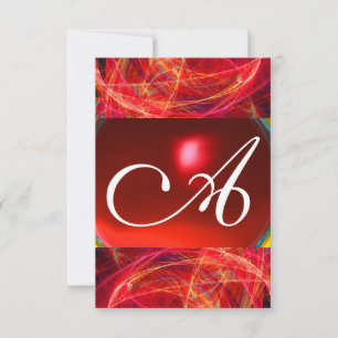 CRAZY PHOTON MONOGRAM red black pink rsvp Invitation
