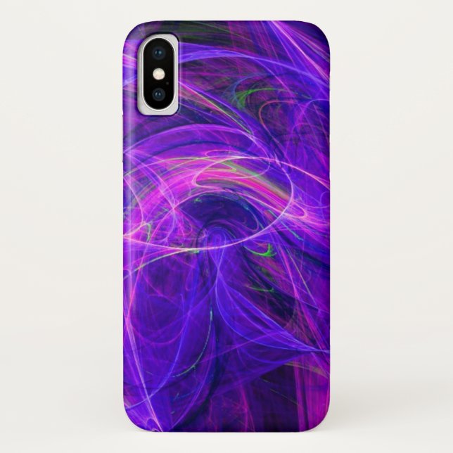 CRAZY PHOTON Purple Blue Fractal Waves Case-Mate iPhone Case (Back)