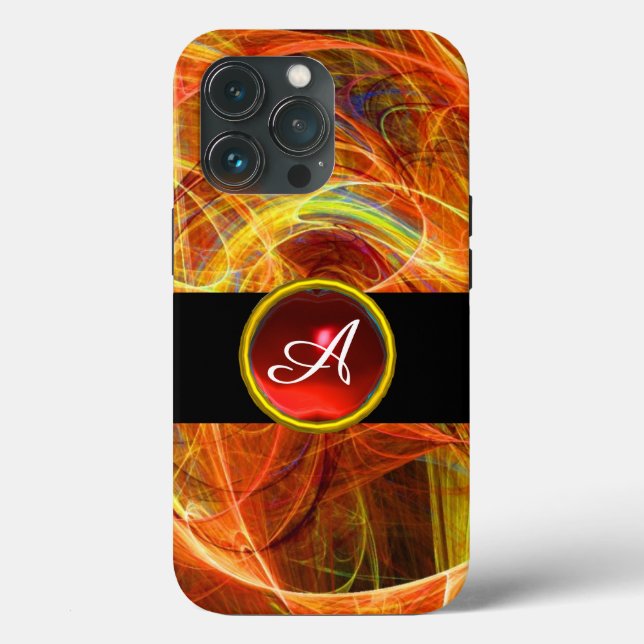 CRAZY PHOTON RED RUBY GEM STONE MONOGRAM Case-Mate iPhone CASE (Back)