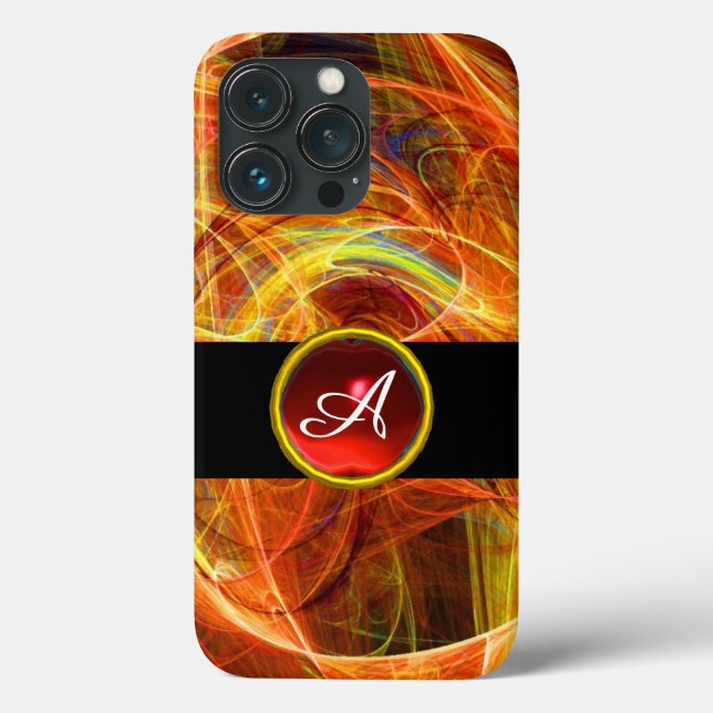 CRAZY PHOTON RED RUBY GEM STONE MONOGRAM Case-Mate iPhone CASE (Back)