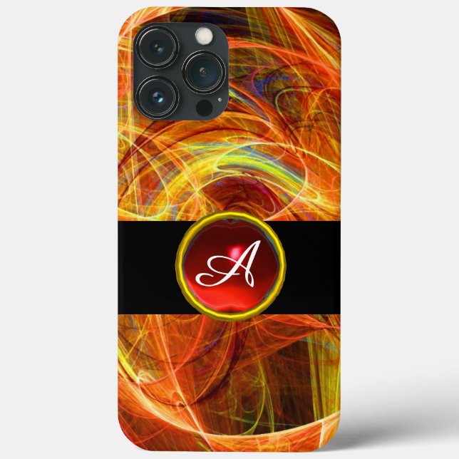 CRAZY PHOTON RED RUBY GEM STONE MONOGRAM Case-Mate iPhone CASE (Back)