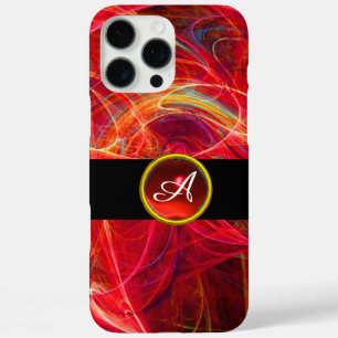 CRAZY PHOTON RED RUBY GEMSTONE MONOGRAM Abstract iPhone 16 Pro Max Case