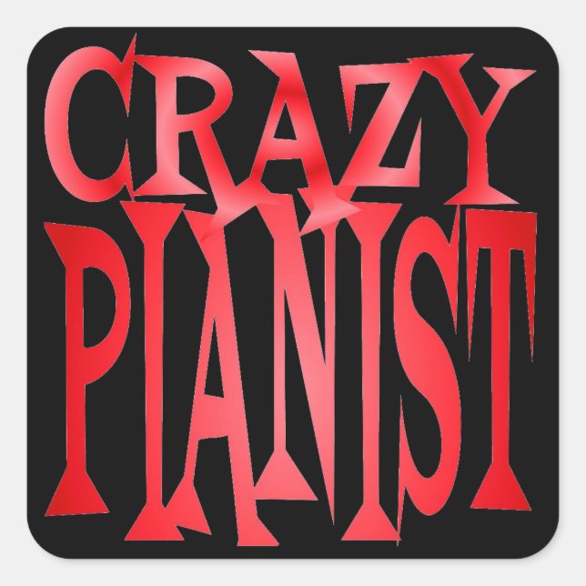 Crazy Pianist in Red Square Sticker (Front)