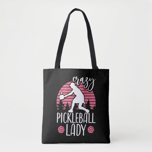 Crazy Pickleball Lady Pickleball Tote Bag (Front)