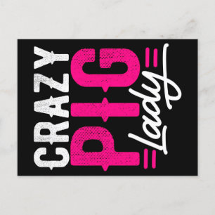 Crazy Pig   Lady Farming   Cute Gift Holiday Postcard