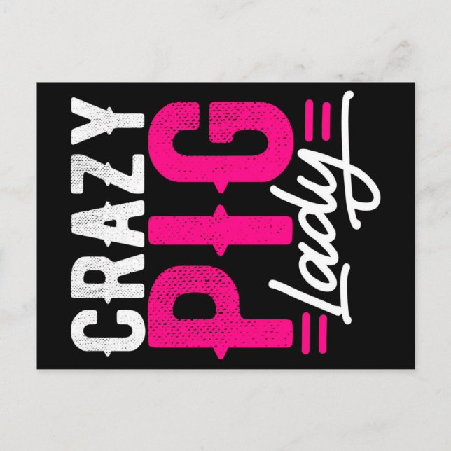 Crazy Pig | Lady Farming | Cute Gift Holiday Postcard (Front)