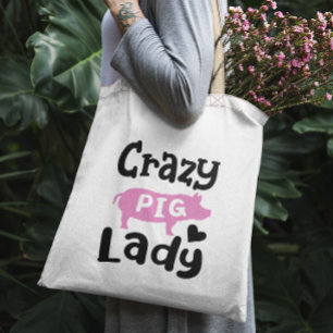 Crazy Pig Lady funny pig Tote Bag
