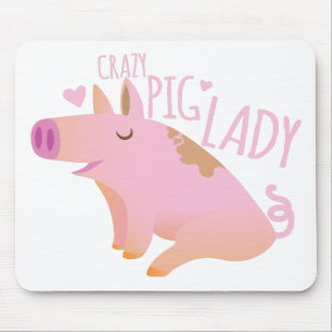 Crazy Pig Lady Mouse Mat