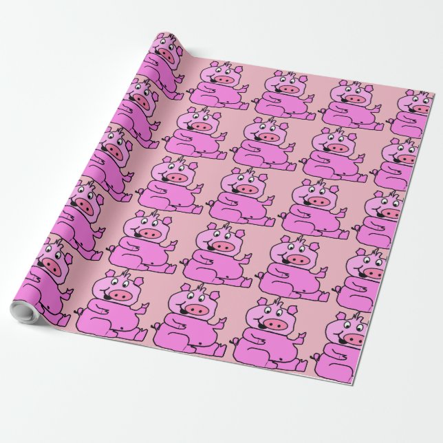 Crazy Pig Lady Wrapping Paper (Unrolled)