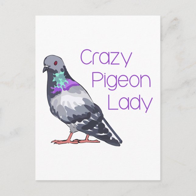 CRAZY PIGEON LADY POSTCARD (Front)