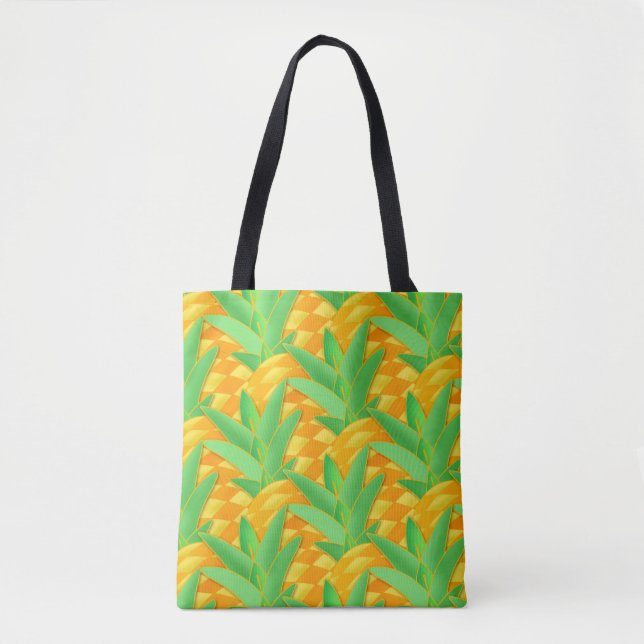 Crazy Pineapple Pretty Sunset Fruit Tropical Tote Bag (Front)