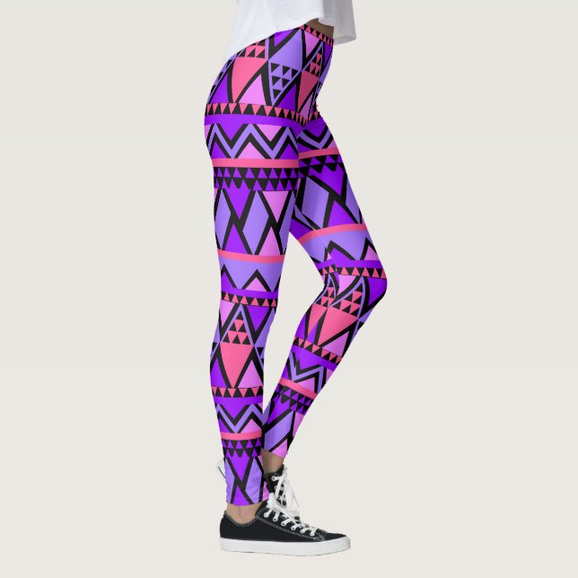 Crazy Pink & Purple High Quality Women's Leggings (Right)