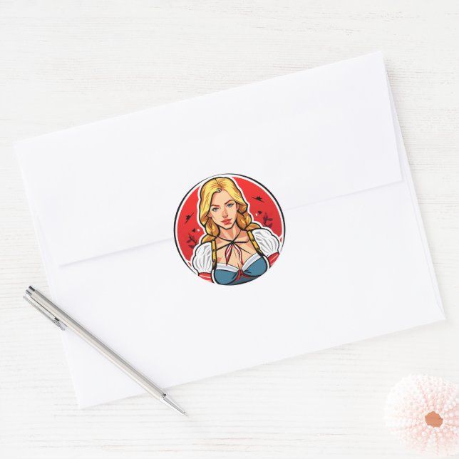 Crazy pinup girl Classic Round Stickers (Envelope)