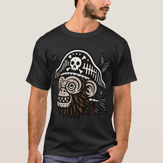 Crazy Pirate Monkey T-Shirt (Front)