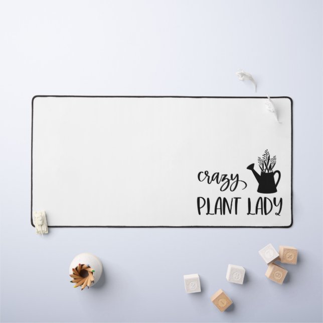 Crazy Plant Lady Black and White Desk Mat (Kids Table)