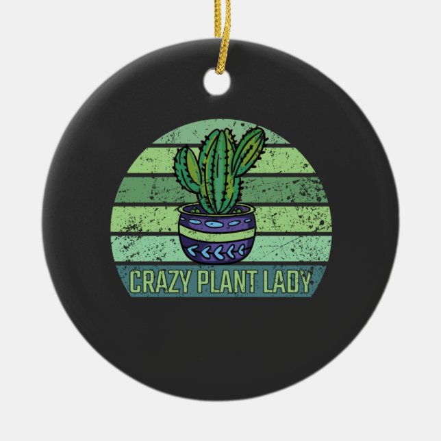 Crazy Plant Lady Ceramic Tree Decoration (Front)