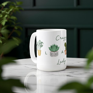 Crazy Plant Lady   Chic Watercolor Potted Plants Coffee Mug