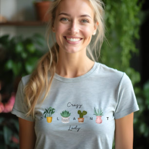 Crazy Plant Lady Chic Watercolor Potted Plants Tri-Blend Shirt
