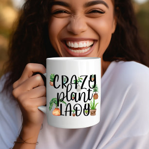 Crazy Plant Lady Coffee Mug with Potted Plants 