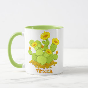 Crazy Plant Lady Cute Cactus Blooming Custom name Mug