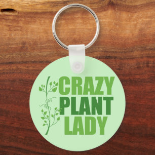 Crazy Plant Lady Cute Green Botanist Key Ring