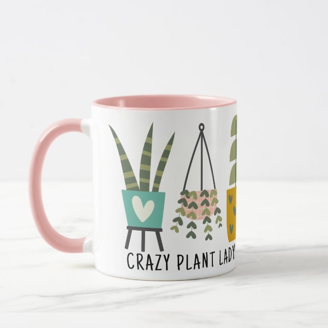 Crazy Plant Lady Fun Potted Plants Pink           Mug (Left)