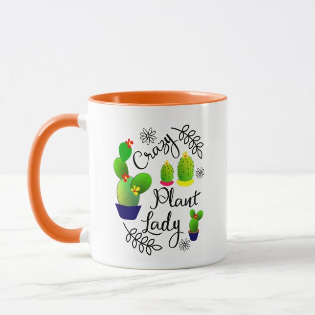 Crazy Plant Lady Funny Cactus Personalised Mug (Left)