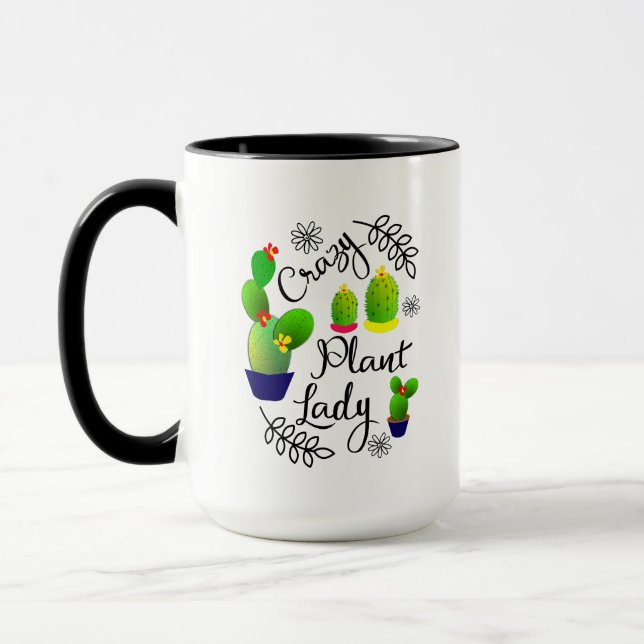 Crazy Plant Lady Funny Cactus Personalised Mug (Left)