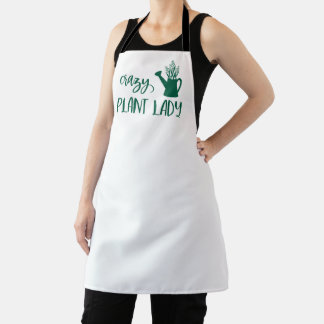 Crazy Plant Lady Green and White  Apron