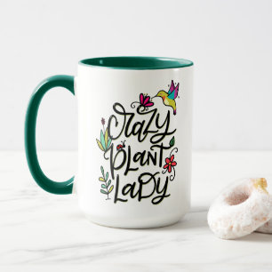 Crazy Plant Lady, hand lettered Mug