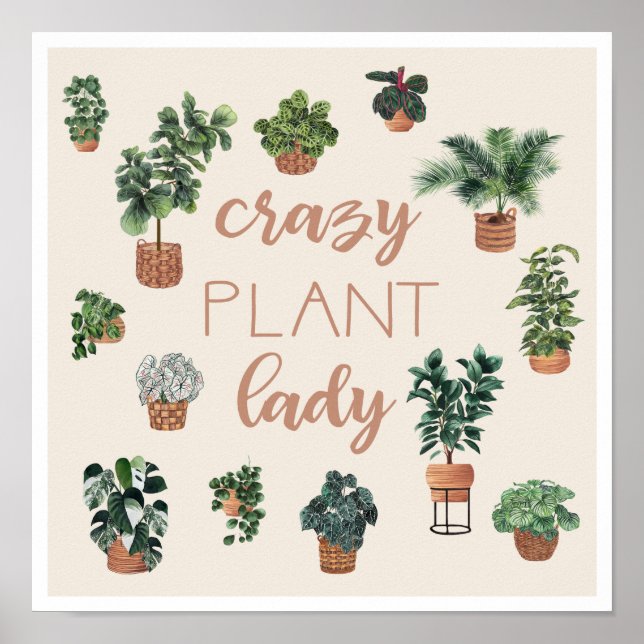 Crazy Plant Lady Illustration Poster (Front)