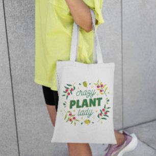 Crazy Plant Lady Lettering Tote Bag  