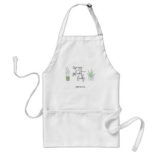 Crazy Plant Lady Plant Lovers Script Drawing  Standard Apron