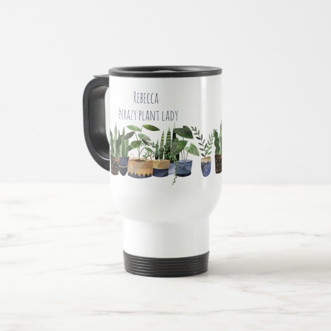 Crazy Plant Lady Pot Plant & Cactus  Bone Travel M Travel Mug (Front Left)