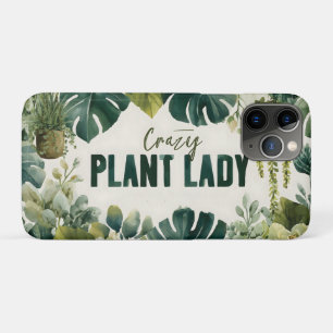 Crazy Plant Lady Typography Banner with Watercolor iPhone 11 Pro Case