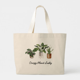 Crazy Plant Lady Watercolor Houseplants Large Tot Large Tote Bag