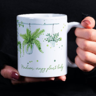 Crazy Plant Lady Watercolor Personalised Name Coffee Mug