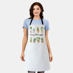 Crazy Plant Lady Watercolor Potted Plant Apron