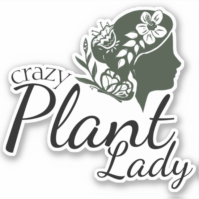 Crazy Plant Lady Woman Profile and Flowers (Front)