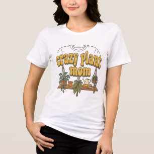 Crazy Plant Mum Retro Groovy Plant Shelf T-Shirt Tri-Blend Shirt