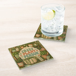 Crazy Plant Person Glass Coaster