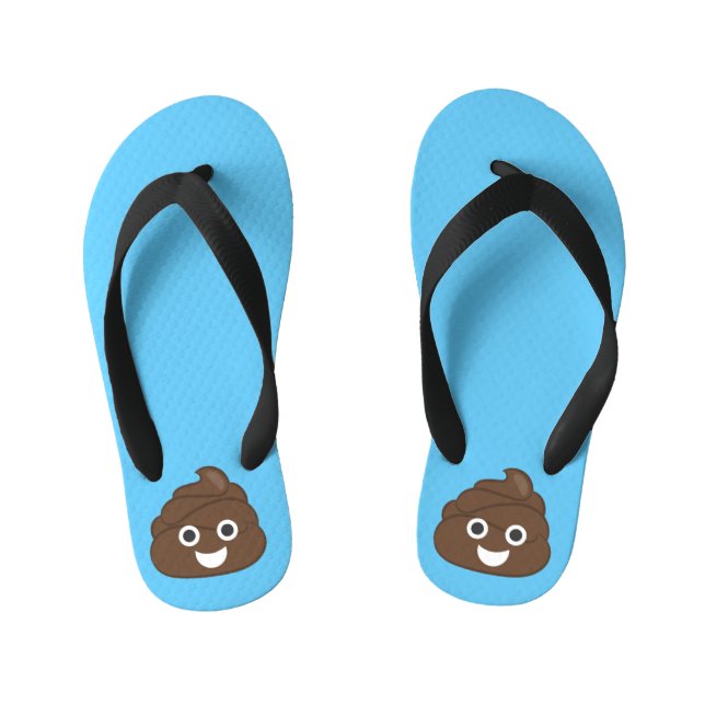 Crazy Poop Emoji Kid's Flip Flops (Footbed)