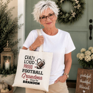 Crazy Proud Loud Football Grandma Tote Bag