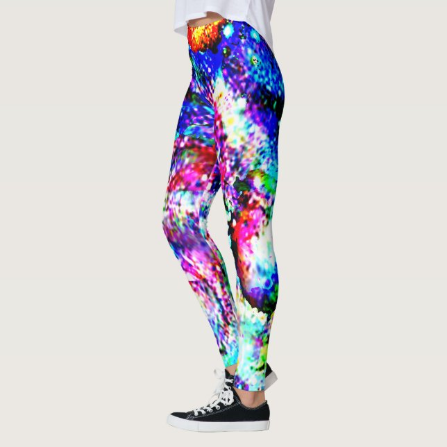 Crazy Psychedelic Colours, Colourful Women's Leggi Leggings (Left)