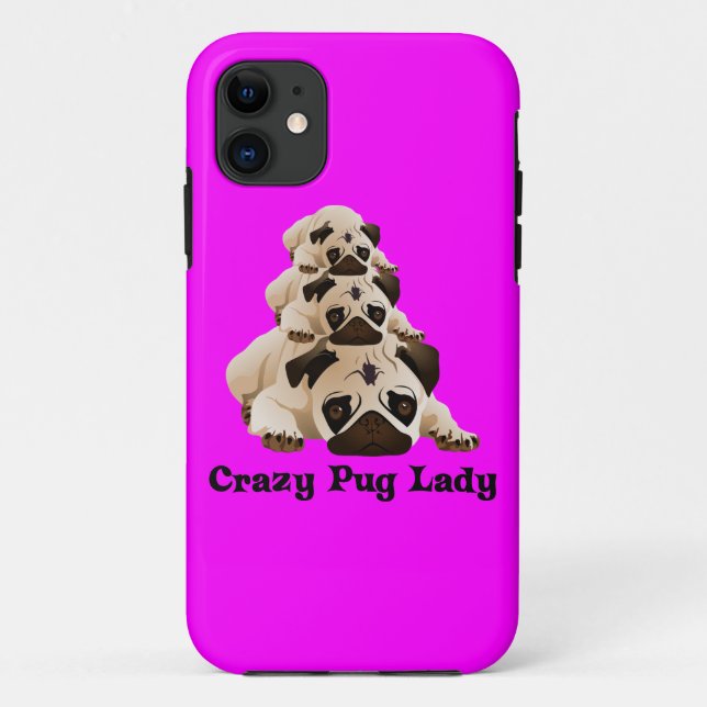 Crazy Pug Lady Case-Mate iPhone Case (Back)